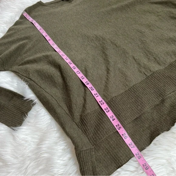 Eileen Fisher Olive Green Boxy High Low Sweater - Picture 8 of 9